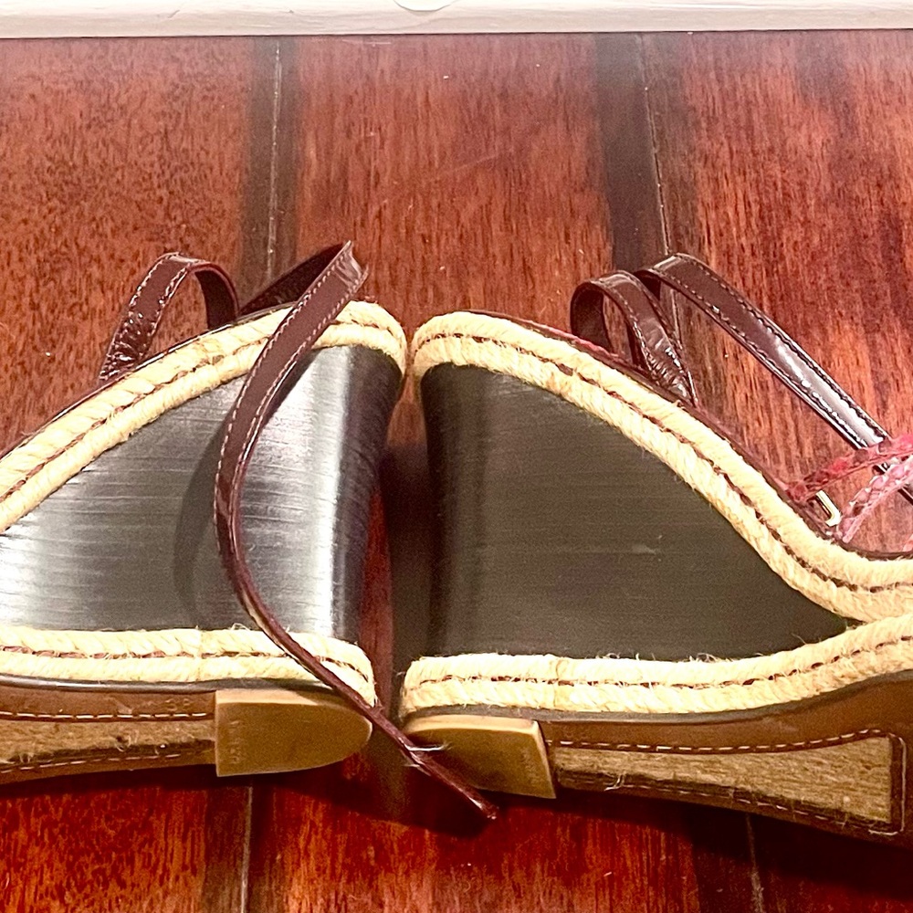 Louis Vuitton Reba Authentic Vintage Burgundy Snake Skin WEDGE Python Sandals - Picture 7 of 9